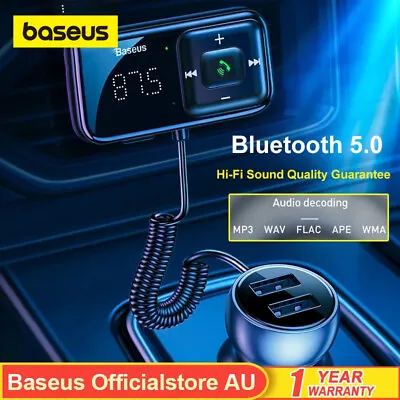 Baseus Bluetooth 5.0 FM Transmitter Handsfree USB Charger Car Kit Radio Adapter • $16.79