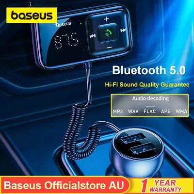 Baseus Bluetooth 5.0 FM Transmitter Handsfree USB Charger Car Kit Radio Adapter • $20.99