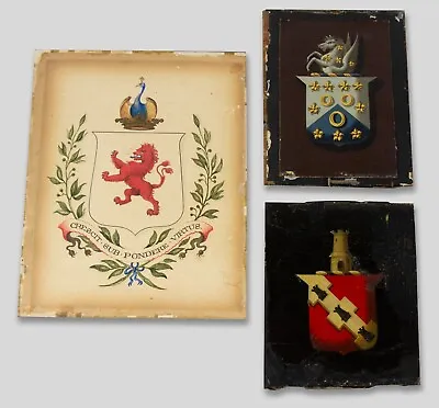 17th Century + Later 3 Hand-painted Armorials Related To The Same Landed Family • £220