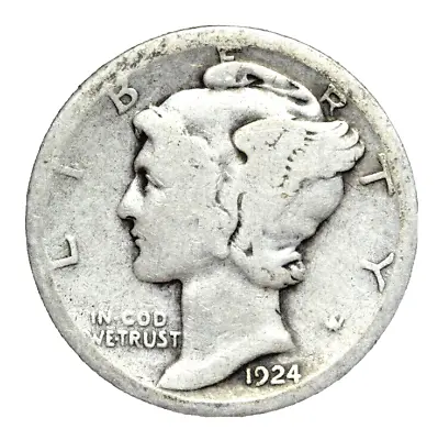 1924-S Mercury 90% Silver Dime Good BEST VALUE ON EBAY Free S&H W/Tracking • $7.99