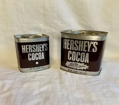 Lot Of 2 Vintage Hershey's Cocoa Tins 8 Oz And 16 Oz • $15