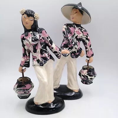 Hedi Schoop Asian Couple Carrying Buckets Figurines Pair MCM Vintage  AS IS • $99.98