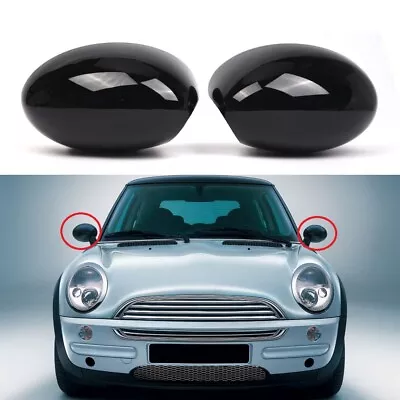 Pair Glossy Black Mirror Cover Cap For Mini Cooper R50 R52 Convertible 2004-2008 • $36.09