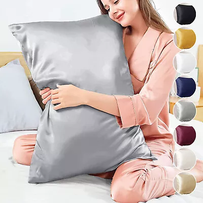 Soft 100% Satin Silk Pillowcase For Hair Pillow Covers Queen Standard 2 Pack • £3.43