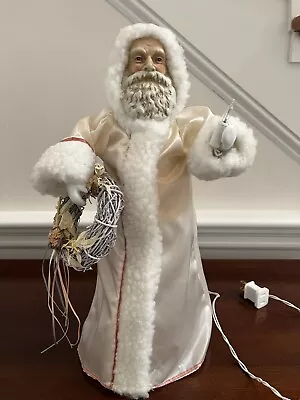 Vintage Light Up Santa Claus 14” Tree Topper Porcelain Face And Hands • $44.99