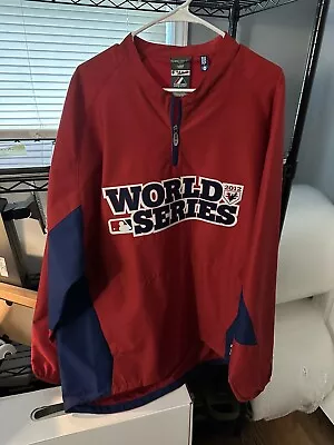 Majestic World Series 2012 Windbreaker 1/4 Zip Jacket MLB Men's Size XL Red • $26.99