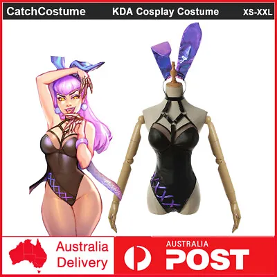 LOL KDA Evelynn Cosplay Costume Bunny Girl Bodysuit Jumpsuit Sexy Club Wear • £43.39