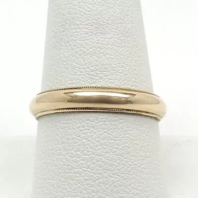 14K Gold 4mm Round Milgraine Wedding Band Thumb Ring Sz 9.5 • $284.05