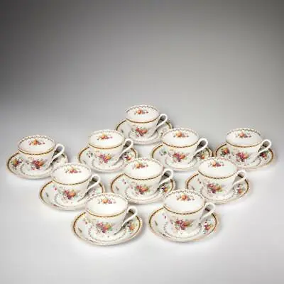 Spode Copeland English Rockingham Porcelain Tea Cups Saucers Vintage Set Of 10 • $160