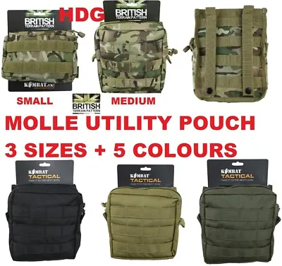 Molle Utility Pouch British Army Kombat Btp Mtp Multicam Black Green Desert Camo • £7.95