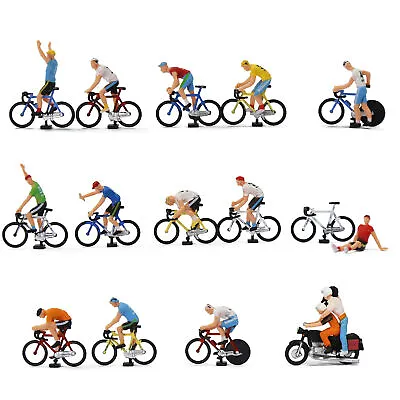 Model Railway HO Scale 1:87 Cyclist 15 Poses Bicycle Motorcycle Cycling Scene • $26.99