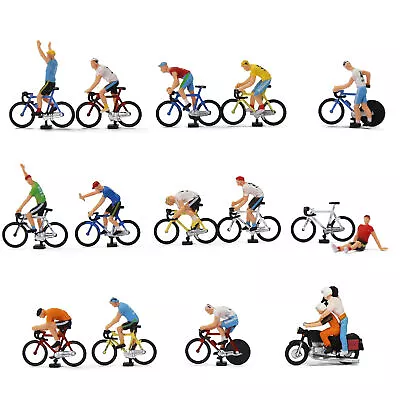 Model Trains HO Scale 1:87 Cyclist 15 Poses Bicycle Motorcycle Cycling Scene • $26.99