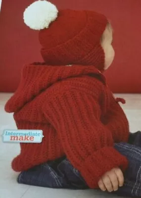 £2.50 • Buy Knitting Pattern - Baby's Aran Hooded Jacket Sweater Hat & Bootees 12-36 Months