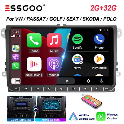 For VW GOLF MK5 MK6 9  Apple Carplay Car Stereo Radio Android13 GPS Head Unit FM • $162.99