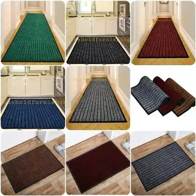 Rubber Backed Door Mat Non Slip Rug Kitchen Mat Heavy Duty Runner Outdoor Indoor • £4.95