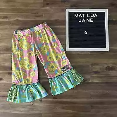 Matilda Jane It's A Wonderful Parade Pink Petal Ruffle Capris 6  • $28