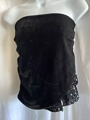 $14 • Buy Zara Basic Black Velvet Velour Sequin Tube Top, XS