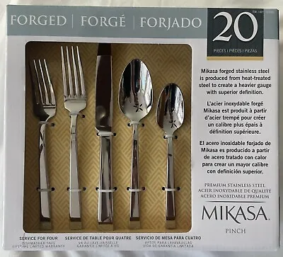 Mikasa Pinch Premium Stainless Steel Forged Flatware Set 20-Piece New! • $48.99