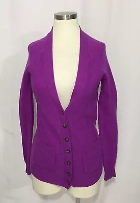 Wallace Madewell Purple 100% Merino Wool Cardigan Sweater Patch Elbow Small • $39.95
