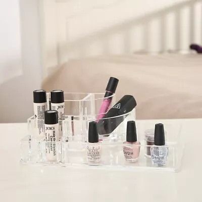 Multi Compartment Cosmetic Organiser Clear Acrylic Make Up Holder Storage Drawer • £6.99