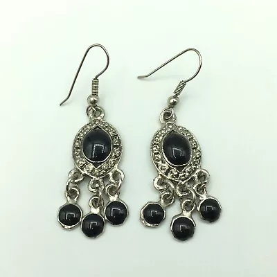 Chandelier Earrings Black Dangle Drop Pierced Party Ears Festival Retro Gothic • £7.50