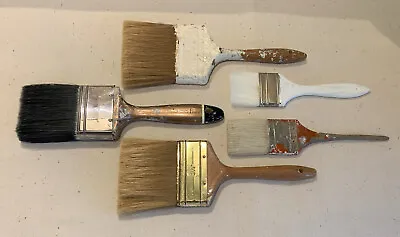 Lot Of 5 Vintage Artist's Paint Brushes Decor Design Collectables Steampunk • $49