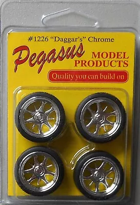 Pegasus 1226 DAGGARS Spoke Chrome Wheels + Low Profile Tires Model Car 1/24 25 • $16.02