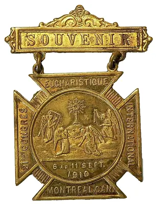Medal Montreal Eucharistique  International 1910 Brass Souvenir #3926z • $36.30