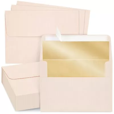 50 Pack Blush Pink Envelopes 5x7 Bronze Lining A7 Size For Wedding Invitations • $15.49