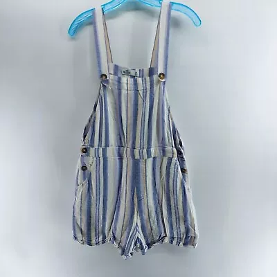 $15 • Buy Hollister Women's Shorts Overalls Size Medium Blue Stripes Casual Lightweight