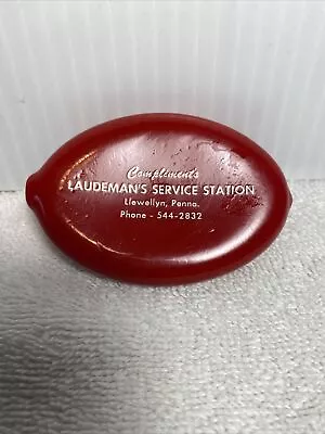 Laudeman’s Service Station Squeeze Coin Purse Holder Rubber Red Llewellyn PA • $8.99