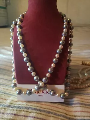 Majorica 925 No Clasp 54” Rare Endless Pearl Necklace -White/blue -89 • $140