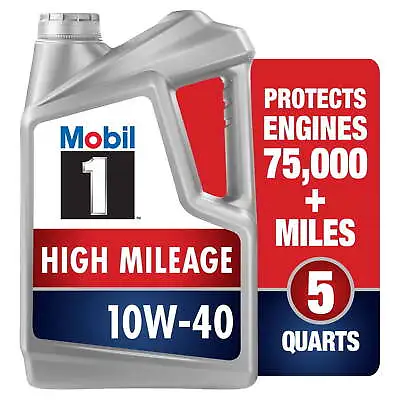 Mobil 1 High Mileage Full Synthetic Motor Oil 10W-40 5 Quart • $26.99