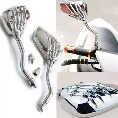 Chroe Skull Motorcycle Rearview Mirrors For Yamaha V Star 1300 1100 950 650 250 • $17.39