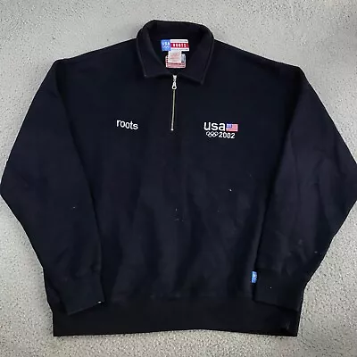 $29.88 • Buy Roots Jacket Adult Large Blue 2002 US Olympic Team 1/4 Zip Pullover Collered 