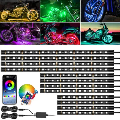 12pcs LED Light Strip Kit RGB Neon Under Glow Motorcycle For BMW SUZUKI Honda • $25.90