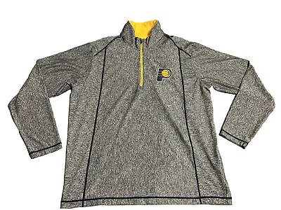 Antigua Indiana Pacers Mens XL 1/4 Zip Pullover Jacket Gray / Yellow • $37.95