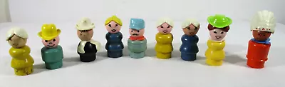 Lot Of 8 Vintage Fisher Price Little People Wood Figures + Plastic Indian Chief • $17.99