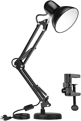 Metal Desk Lamp Adjustable Swing Arm With Interchangeable Base And Clamp • $22.99