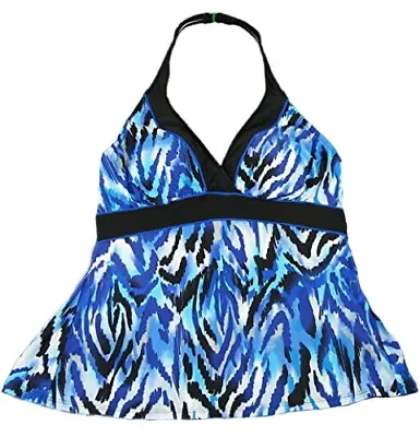 KIRKLAND Miraclesuit TANKINI TOP Halterneck BLUE Swim Swimming Costume | UK 10  • £9.99