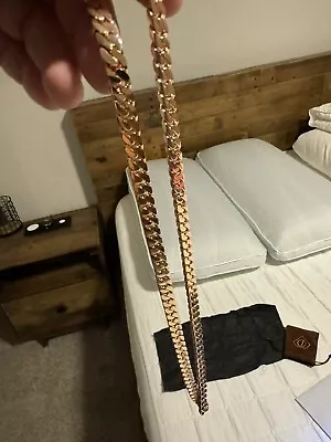 New!! Hand Made Men’s Miami Cuban Link Square Cut Chain 18k Rose Gold 125.4 Gr • $11300