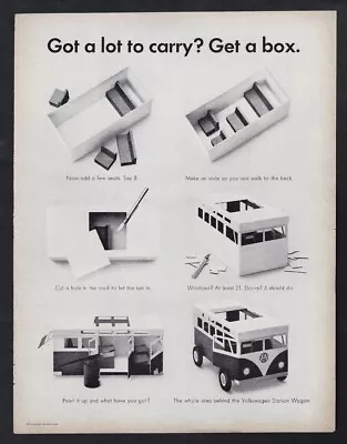 1964 VW VOLKSWAGEN Station Wagon Bus Print Ad  Got A Lot To Carry? Get A Box  • $11.95