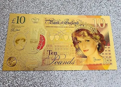 Ten Pound Princess Diana Note Gold Foiled Banknote Last Rose Of England • £4.99