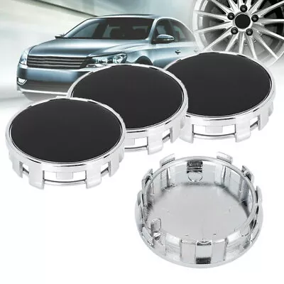 4x Universal Car Wheel Tyre Center Hub Caps Cover Auto Accessories Black&Silver • $20.59