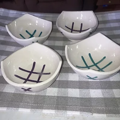 Serghini Safi Moroccan Tic Tac Toe Handmade Pottery Set Of 4 Bowls • $39.99