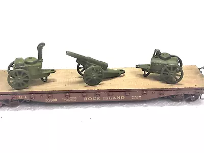 Pre-War O - Scale Craft Model Electric Train Flatbed Car Military Big Guns  62LS • $59