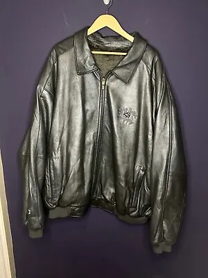 Vintage Y2K Marc Ecko Leather Jacket Faux Fur Lining Sz XXL GUC Grey Rare • $150