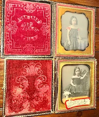 2 Beautiful Sealed Daguerreotypes ID'd Girl Philadelphia Photographer Van Loan • $3999.99