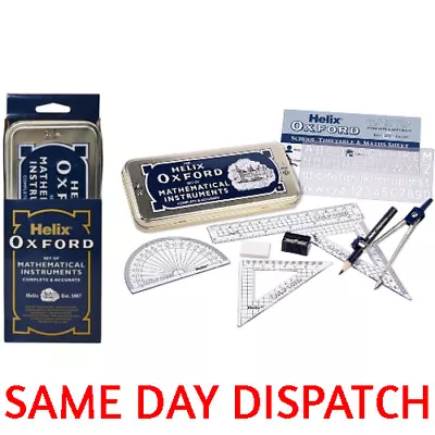 Helix Oxford Set Of Mathematical Instruments Compass Pencil Ruler Protractor • £6.99