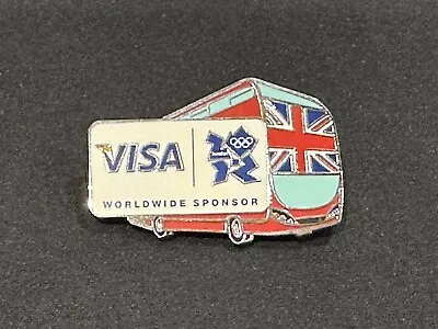 2012 London Olympic Pin Visa Worldwide Sponsor Double Decker Bus Flag Badge New! • $19.99
